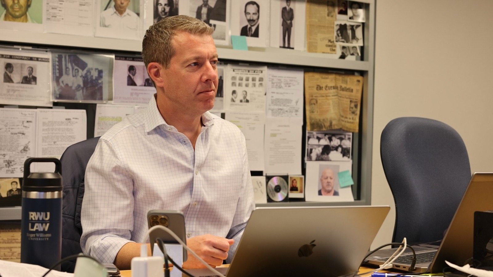 Tim White at his desk researching The Last Don of Providence